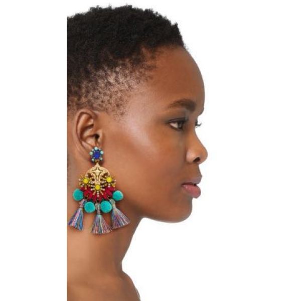 E-4258 3 Colors Fashion Bohemian  Thread Tassel Crystal Drop Earrings For Women Party Jewelry