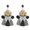 E-4258 3 Colors Fashion Bohemian  Thread Tassel Crystal Drop Earrings For Women Party Jewelry