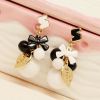 E-3541 New Fashion Korea style N letter Asymmetrical White Fruit Opal Bead Dangle Earrings For Women Jewelry