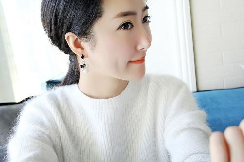E-3541 New Fashion Korea style N letter Asymmetrical White Fruit Opal Bead Dangle Earrings For Women Jewelry