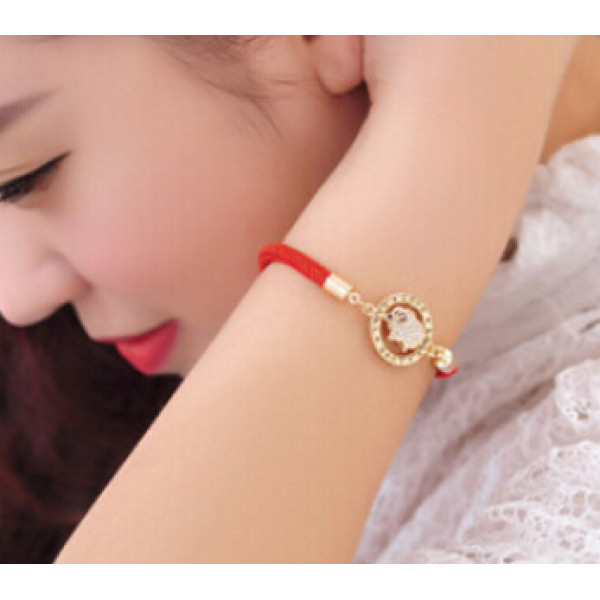 B-0428  Fashion style red rope chain bracelet LOVE pattern rhinestone lamp women bracelets for women jewelry