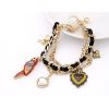 B-0106 New Gold Plated Silk Chain Multielement Knot Leiothrix Arrow Heart Bracelet