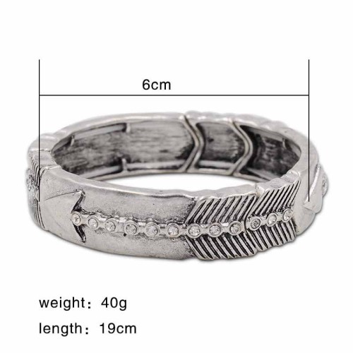 B-0558-S Retro Vintage Silver Plated Carved Arrow Women Boho Bangles Fashion Jewelry