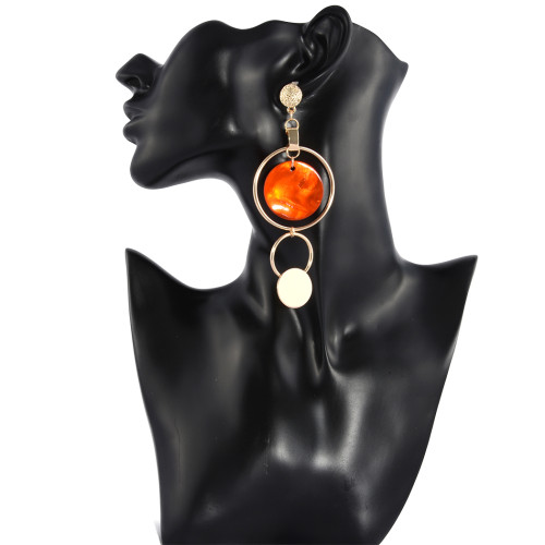 E-4259 4 Colors Stud Charm Pendant Round Dangle Charm Earring for Women Fashion Jewelry