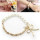 B-0173  Charm Gold Metal Alloy Chain Bowknot White Pearl Beautiful Bracelet