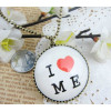 S-0060-N  Womens charm fashion  I Love Me  Round chain Pendant Necklace