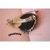 F-0021 Charming Gold Plated Leaf Grey Paillette Flower Hair Clip For Girls