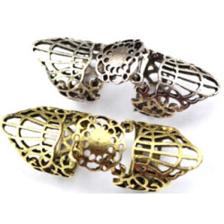 R-1112  European Punk Fashion Vintage Bronze/Silver Metal Hollow Out Flower Joint Ring