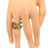 R-1109 European Bronze Alloy Rhinestone Small Gem Hollow Out Bowknot Shape Metal Ring