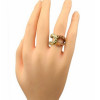 R-1109 European Bronze Alloy Rhinestone Small Gem Hollow Out Bowknot Shape Metal Ring