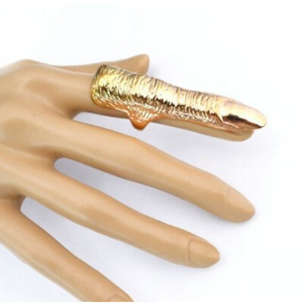 R-1092 New Fashion Punk Gold Plated AlloyColour Metal Finger Nail Shape Joint Ring