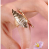 R-1027 New Charming Gold Plated Double Angel Wings Finger Ring Size #5 Free Sipping
