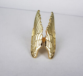 R-1027 New Charming Gold Plated Double Angel Wings Finger Ring Size #5 Free Sipping