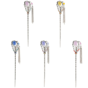 F-0459 New Fashion 5 Colors Women Rhinestone Tassel Leaf Shape Hair Sticks Wedding Party Jewelry Accessories