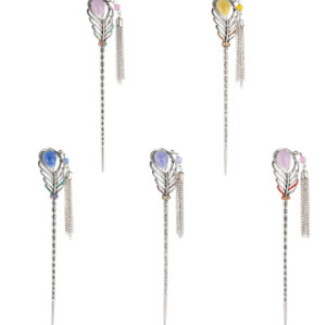 F-0459 New Fashion 5 Colors Women Rhinestone Tassel Leaf Shape Hair Sticks Wedding Party Jewelry Accessories