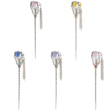 F-0459 New Fashion 5 Colors Women Rhinestone Tassel Leaf Shape Hair Sticks Wedding Party Jewelry Accessories