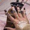 R-1471 9Pcs/set Bohemian Vintage  Silver Gold  Knuckle Nail Midi Finger Ring for Women Party Jewelry