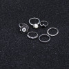 R-1475 6Pcs/set Bohemian Vintage  Silver Gold  Knuckle Nail Midi Finger Pearl Ring for Women