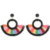 E-4264 3 Colors Fashion Bohemian Rhinestone Thread Tassel Drop Earrings Party Jewelry