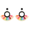 E-4264 3 Colors Fashion Bohemian Rhinestone Thread Tassel Drop Earrings Party Jewelry