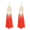 E-4266 4 Colors Ethnic Gold Metal Long Tassel Drop Earrings for Women Bohemian Wedding Party Jewelry