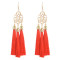 E-4266 4 Colors Ethnic Gold Metal Long Tassel Drop Earrings for Women Bohemian Wedding Party Jewelry