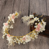 F-0456 Fashion Women Pearl Crystal Flower Chain Handmade Hair Accessories Flower Earring for Women Jewelry