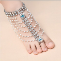 B-0860 New Fashion Summer Anklet Pearl Anklets Foot Silver Gold Chain Crystal Hamsa Beach Jewelry Girl