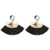 E-4273 6 Colors Fashion Bohemian Rhinestone Thread Tassel Drop Pom Earrings Party Jewelry