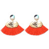 E-4273 6 Colors Fashion Bohemian Rhinestone Thread Tassel Drop Pom Earrings Party Jewelry