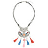 N-6918 3color Vintage Leather Alloy rhinestone resin bead tassel pendant Necklace Accessories