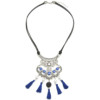 N-6918 3color Vintage Leather Alloy rhinestone resin bead tassel pendant Necklace Accessories