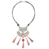 N-6918 3color Vintage Leather Alloy rhinestone resin bead tassel pendant Necklace Accessories