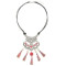 N-6918 3color Vintage Leather Alloy rhinestone resin bead tassel pendant Necklace Accessories