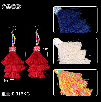 E-4272 5 Colors Bohemian Long Thread Tassel Drop Earrings for Women Wedding Party Gift
