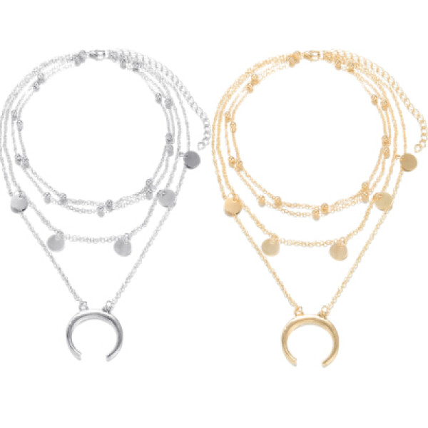 N-6917 2color Fashion Alloy chain  Moon Shape pendant Necklace For women  Accessories