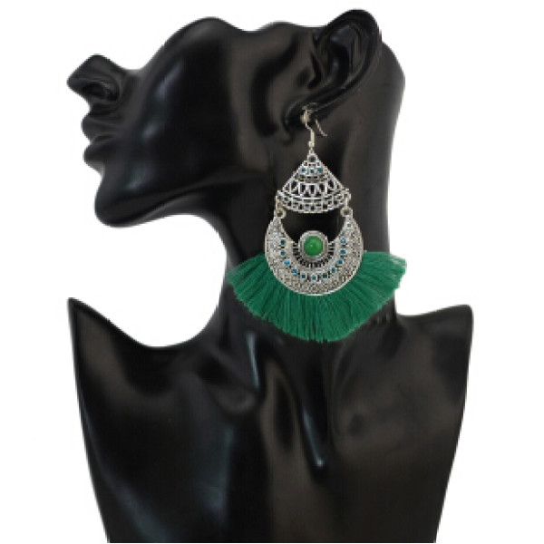 E-4270 4 Colors Fashion Bohemian Rhinestone Thread Tassel Drop Earrings Party Jewelry