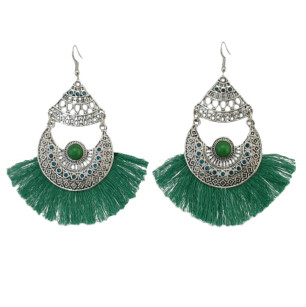 E-4270 4 Colors Fashion Bohemian Rhinestone Thread Tassel Drop Earrings Party Jewelry