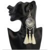 E-4271 4 Colors Ethnic Silver Metal Thread Long Tassel Drop Earrings for Women Bohemian Party Jewelry