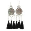 E-4271 4 Colors Ethnic Silver Metal Thread Long Tassel Drop Earrings for Women Bohemian Party Jewelry