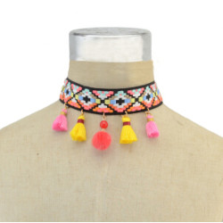 N-6924 Stylish Stripe Pendant Colorful Choker Necklaces for Women Party Birthday Gift Jewelry