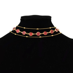 N-6922 3Pcs/set Fashion  Multilayer Gold Plated Red Crystal Necklaces for Women  Party  Jewelry