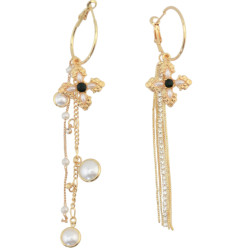 E-4278 Fashion gold plated luxruy Pearl Rhinestone Flower dandlge earrings for party jewelry