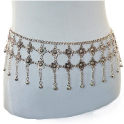 N-6920 Fashion Silver Plated Flower Tassel Waist Chain Belly Body Chain Body Jewelry