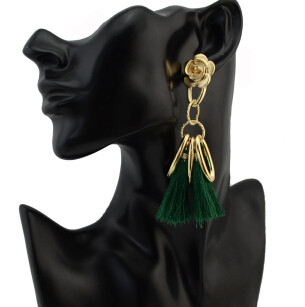 E-4283 5 Colors Ethnic Gold Metal Long Tassel Drop Earrings for Women Bohemian Wedding Party Jewelry