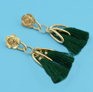 E-4283 5 Colors Ethnic Gold Metal Long Tassel Drop Earrings for Women Bohemian Wedding Party Jewelry