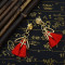 E-4283 5 Colors Ethnic Gold Metal Long Tassel Drop Earrings for Women Bohemian Wedding Party Jewelry