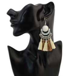 E-4289 4 Colors Fashion Bohemian Rhinestone Thread Tassel Drop Earrings Party Jewelry