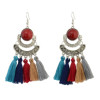 E-4289 4 Colors Fashion Bohemian Rhinestone Thread Tassel Drop Earrings Party Jewelry