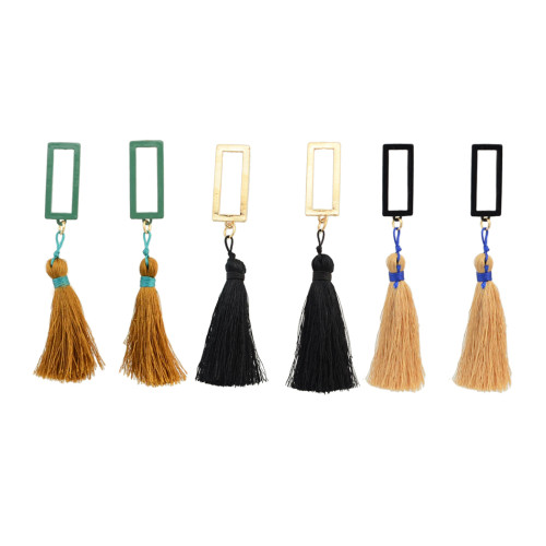 E-4288 3 Colors Vintage Bohemian Hook Bead Tassel Drop Earring for Women Earring